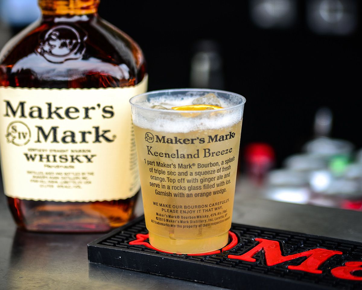 Bottle of Maker's Mark Whiskey and cup of Keeneland Breeze